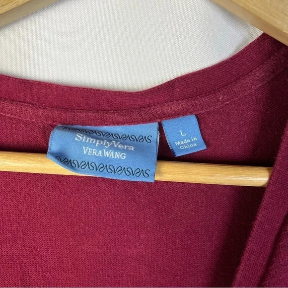 Simply Vera Vera Wang Red & Yellow Floral V-Neck Cardigan Sweater L - Picture 5 of 5